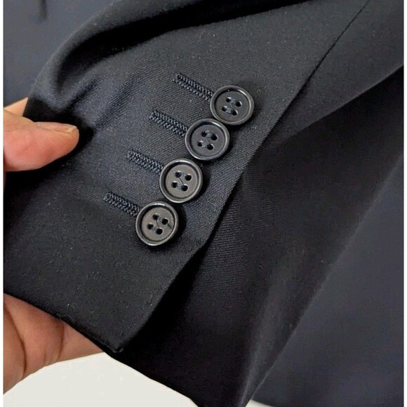 Canali US Sz 44 Black Blazer Men's Office Designer Wool Career Ventless European - Picture 12 of 15